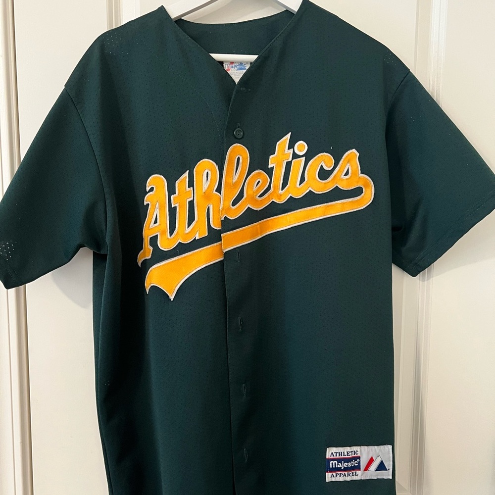 Green Oakland Athletics button up jersey